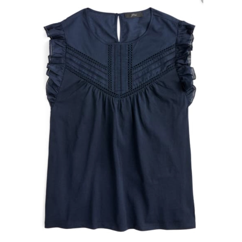 J. Crew Point Sur collection eyelet trim top
